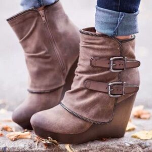 Brown Wedge Ankle Boots